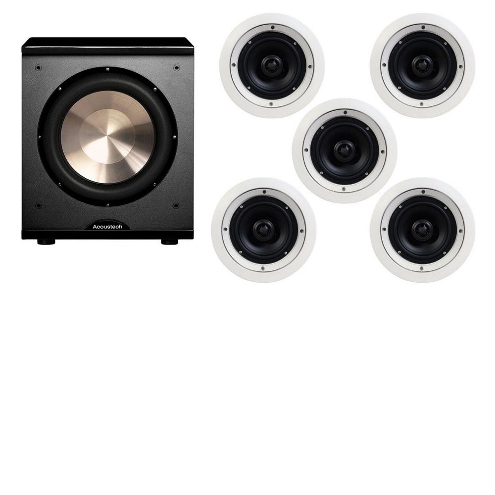 SpeakerCraft ,CRS8 Zero 5 Pack, altavoces de techo de cine en casa (paq. de 5 piezas)